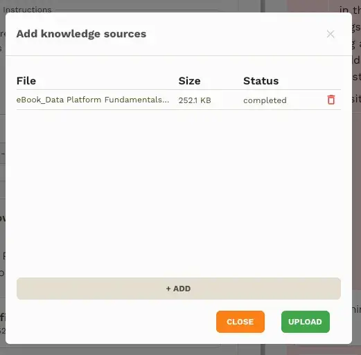 Add files to vector store modal