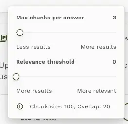 Retrieval settings gear popup